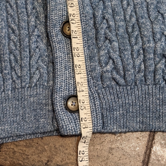Soul Of London Grandpacore Wool Blend Cable Knit Cardigan Sweater Blue Size M - Picture 8 of 11